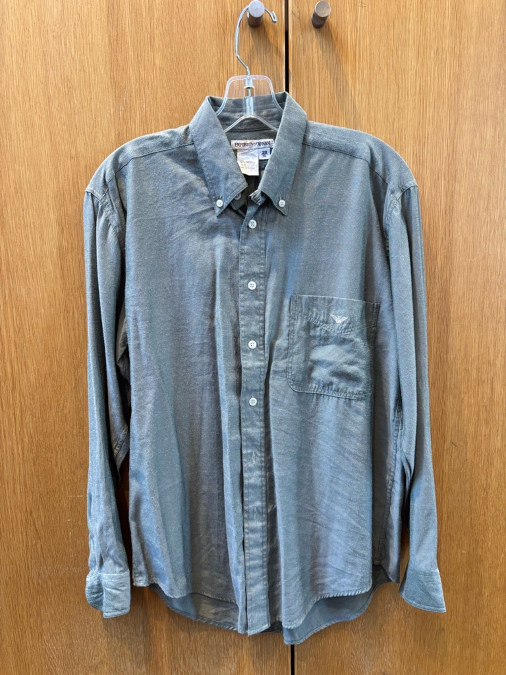 Emporio Armani Men's khaki green Button-Down Long Sleeve Shirt